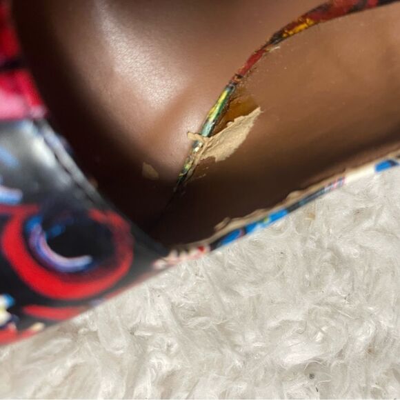 Dollhouse Graffiti print multi color ankle strap heels back zipper  SZ9 - Picture 13 of 13